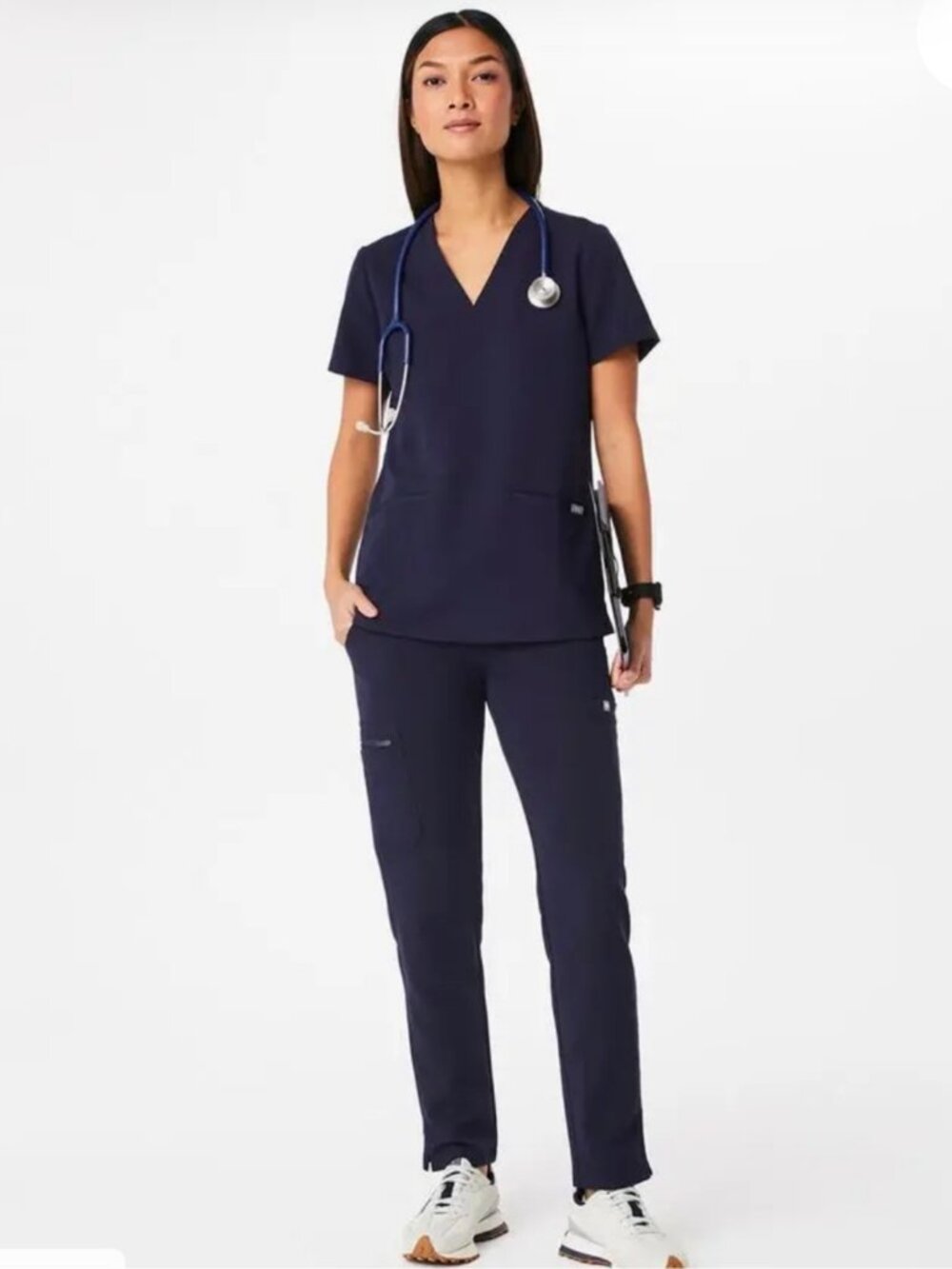 FIGS Women's EUC Casma 3-Pocket V Neck Scrub Top Navy | Size M - Picture 4 of 10